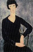 Amedeo Modigliani sittabde kvinna i blatt oil painting artist